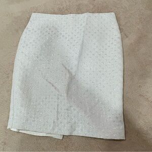 Ann Taylor White Textured Pencil Skirt